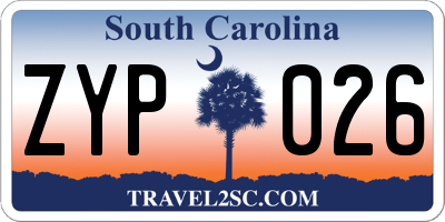 SC license plate ZYP026