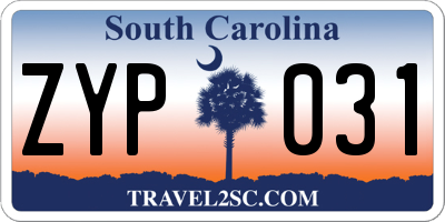 SC license plate ZYP031