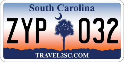 SC license plate ZYP032