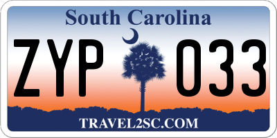 SC license plate ZYP033
