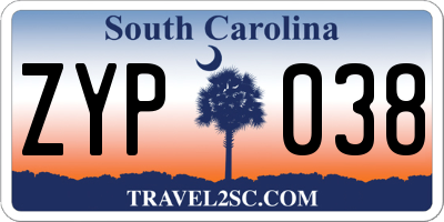 SC license plate ZYP038
