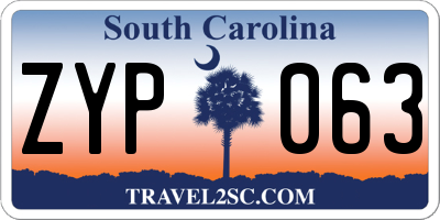 SC license plate ZYP063