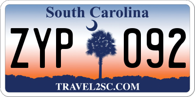 SC license plate ZYP092