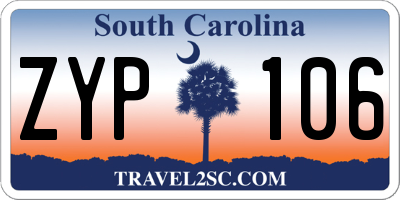 SC license plate ZYP106