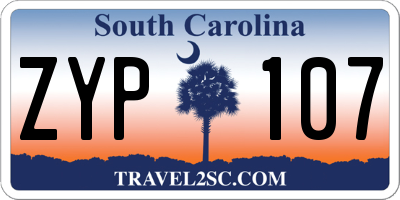 SC license plate ZYP107