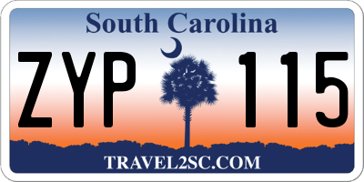 SC license plate ZYP115