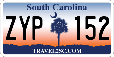 SC license plate ZYP152