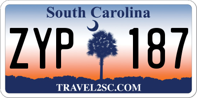 SC license plate ZYP187