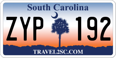 SC license plate ZYP192