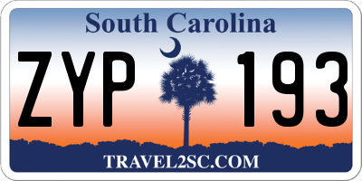 SC license plate ZYP193