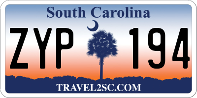 SC license plate ZYP194