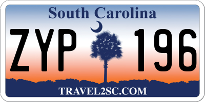 SC license plate ZYP196