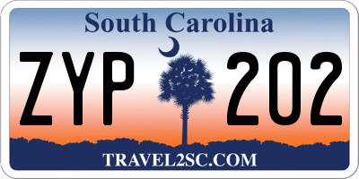 SC license plate ZYP202