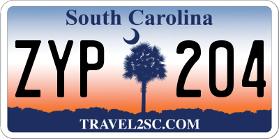 SC license plate ZYP204