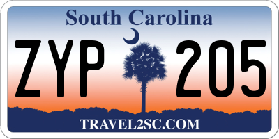 SC license plate ZYP205