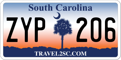 SC license plate ZYP206