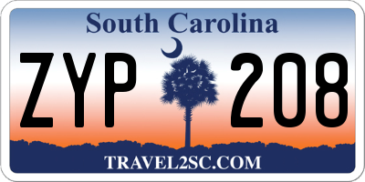 SC license plate ZYP208