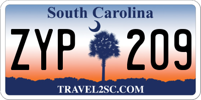 SC license plate ZYP209