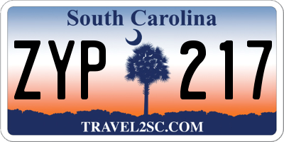 SC license plate ZYP217