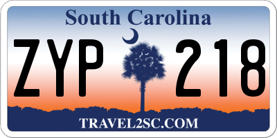 SC license plate ZYP218