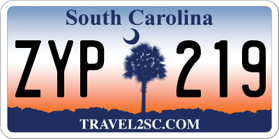 SC license plate ZYP219