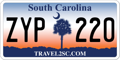 SC license plate ZYP220