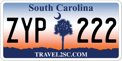 SC license plate ZYP222