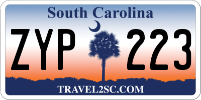 SC license plate ZYP223