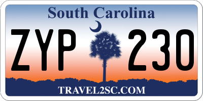 SC license plate ZYP230