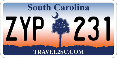 SC license plate ZYP231