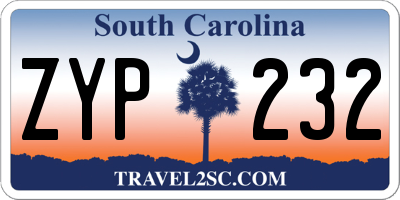 SC license plate ZYP232