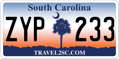 SC license plate ZYP233