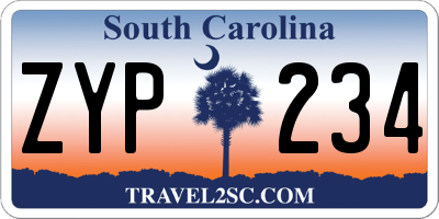 SC license plate ZYP234