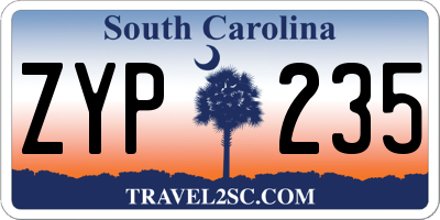SC license plate ZYP235