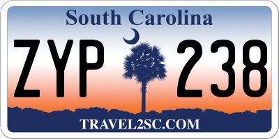 SC license plate ZYP238