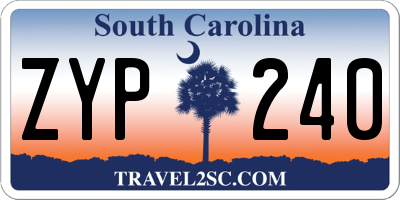 SC license plate ZYP240