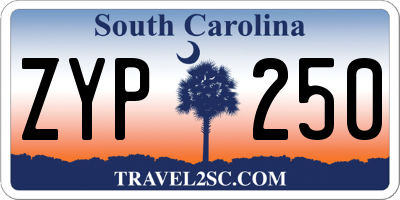 SC license plate ZYP250