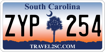 SC license plate ZYP254