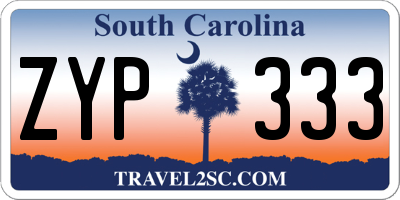 SC license plate ZYP333
