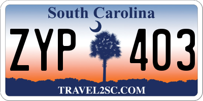 SC license plate ZYP403