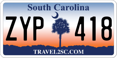 SC license plate ZYP418