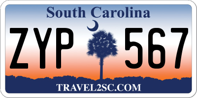 SC license plate ZYP567