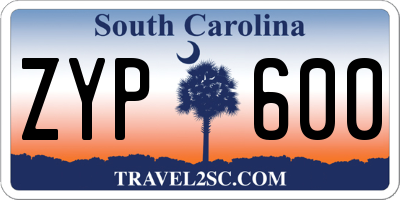 SC license plate ZYP600