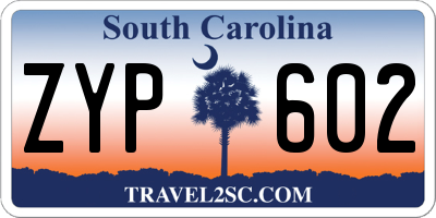 SC license plate ZYP602