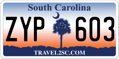SC license plate ZYP603