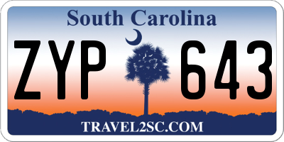 SC license plate ZYP643