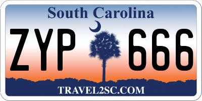 SC license plate ZYP666