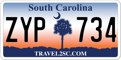 SC license plate ZYP734