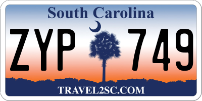 SC license plate ZYP749