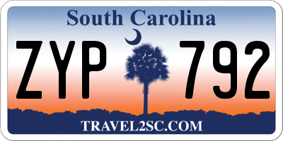 SC license plate ZYP792